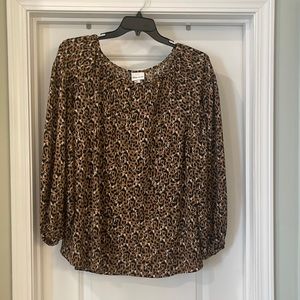 NWT Ava and Viv Leopard Peasant Top sz 1X